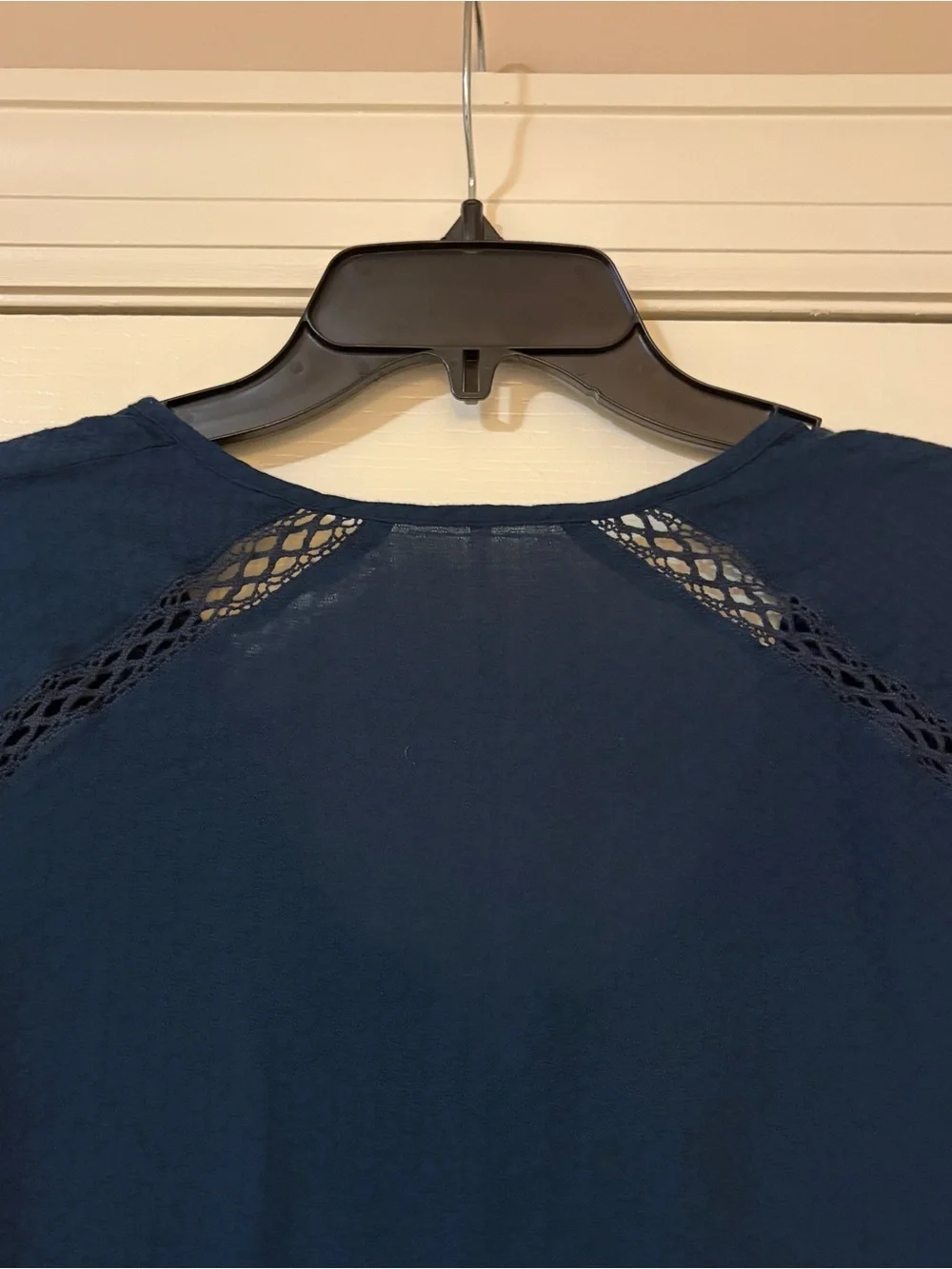 Lucky Brand Deep Navy Ruffle V-Neck Blouse
